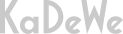 Logo des KaDeWe in hellgrauer Schrift auf transparentem Hintergrund, schlicht und modern gestaltet.