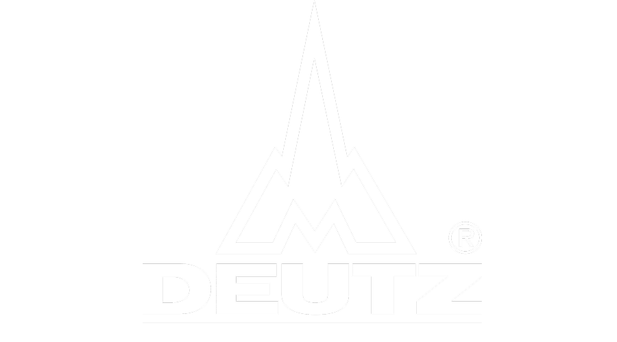 Logo der Marke Deutz mit stilisiertem Bergsymbol über dem Schriftzug DEUTZ auf schwarzem Hintergrund.